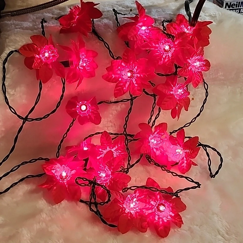 Vintage Silk Poinsettia lights